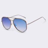 AOFLY New Metal Frame Women Fashion Sunglasses Geometry Double-Bridge Personality Brand Design Sunglasses Mirror Glasses UV400