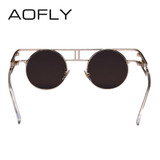 AOFLY Fashion Metal Frame Steampunk Sunglasses Women Brand Designer Unique Men Gothic Sun glasses Vintage Oculos De Sol Feminino