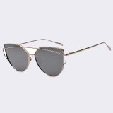 AOFLY Fashion Sunglasses Women Cat Eye Sunglasses Famous Lady Brand Designer Twin-Beams Sunglasses Coating Mirror Glasses UV400