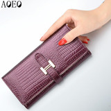 AOEO wallet female genuine leather slim purse for women long and short Ladies handy purses and handbag womens wallets and purses