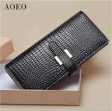 AOEO wallet female genuine leather slim purse for women long and short Ladies handy purses and handbag womens wallets and purses