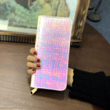 AOEO Hologram Wallet Female Clutch Long Holographic Ladies Bag Girl With Zipper Coin Purse Card Id Holders Women Wallets Handy