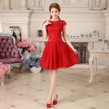 AnXin SH Red lace Bridesmaid Dress spring and summer red long bride Bridesmaid Dresses red double-shoulder Bridesmaid Dresses