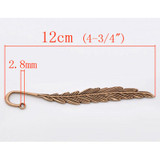 Antique Copper/Silver Tone/Antique Silver/Antique Bronze Zinc Alloy Feather Charm Bookmarks Home Office Storage, 5PCs