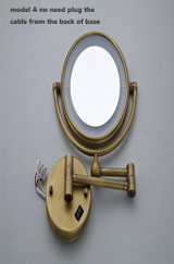 Antique Brass LED Light Makeup Mirrors 8"Round Dual Sides 3X /1X Mirrors Bathroom Cosmetic Mirror Wall Mount Magnifying Mirror
