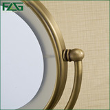 Antique Brass LED Light Makeup Mirrors 8"Round Dual Sides 3X /1X Mirrors Bathroom Cosmetic Mirror Wall Mount Magnifying Mirror