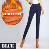 High waist women 2017 Spring slim Winter warm velvet office work pencil pants plus size ladies formal trousers pantalon femme