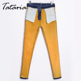 High Waist White Jeans Female 2017 Winter Velvet Pants Thick Warm Stretch Jean Slim Femme Skinny Winter Pencil Pants For Women