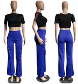 High Waist Trousers For Women Wide Leg Pants Side Split Button Pants 2017 Autumn Casual Black Vintage Pants Sexy Flare Trousers