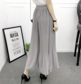 High Waist Solid Trousers 2017 Summer Style Women Chiffon Wide Leg Pants Pleated Culottes Girl Wide-Legged Pants Korean Fashion