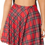 High Waist Red Womens Pleated Skirt Uniform Tartan Skirts Plaid Skirt Mini