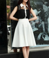 High Waist Pleat Elegant Skirt Green Black White Knee-Length Flared Skirts Fashion Women Faldas Saia 5XL Plus Size Ladies Jupe