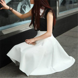 High Waist Pleat Elegant Skirt Green Black White Knee-Length Flared Skirts Fashion Women Faldas Saia 5XL Plus Size Ladies Jupe