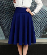 High Waist Pleat Elegant Skirt Green Black White Knee-Length Flared Skirts Fashion Women Faldas Saia 5XL Plus Size Ladies Jupe