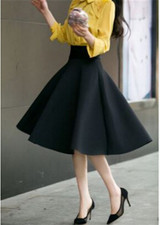 High Waist Pleat Elegant Skirt Green Black White Knee-Length Flared Skirts Fashion Women Faldas Saia 5XL Plus Size Ladies Jupe