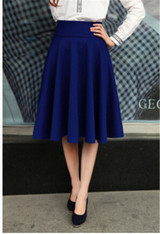 High Waist Pleat Elegant Skirt Green Black White Knee-Length Flared Skirts Fashion Women Faldas Saia 5XL Plus Size Ladies Jupe