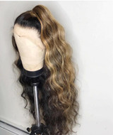 Brown Highlighted Lace Front Wigs Raw Virgin Cambodian Curly Hair Ombre Balayage Lace Front Wig
