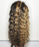 Brown Highlighted Lace Front Wigs Raw Virgin Cambodian Curly Hair Ombre Balayage Lace Front Wig