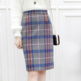 High Waist Pencil Skirt Women Autumn 2017 New Arrival Casual Plaid Midi Skirt Wool Warm Korean Fashion Clothing Skirts Womens