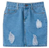 High Waist Denim Skirts Womens 2017 Summer Ripped Short Jeans Skirt Hot Ladies Casual Mini Skirt autumn