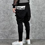 High Streetwear Trousers Men Fashion 2017 Jamickiki Brand Casual Low Crotch Black Cotton Harem Pants Men k008