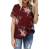 High Recommend Women Ladies Sexy Casual Floral Printing T-shirt Short Sleeve Tops plus size t shirt women short feminino