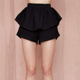 HDY Haoduoyi Solid Black Fashion Shorts Women High Waist Loose Female Bodycon Shorts Casual Pleated Slim Zippers Shorts