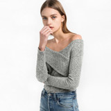 HDY Haoduoyi Sexy Backless Knitted Tops Women Long Sleeve Elegant Pullover Jumper Female Pullover Brief Casual Sweater Ladies
