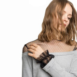 HDY Haoduoyi Fashion Women Sexy Sweet Sweatshirts Mesh Semi Sheer Patchwork Long Sleeve Female Lace Hoodies Casual Lady Pullover