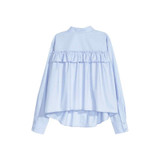 HDY Haoduoyi Fashion Single Button Tops Women Long Sleeve Female Ruffles Tops Brief Preppy Style Ruffles Ladies Blouses Shirts