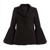 HDY Haoduoyi Fashion Single Button Coats Women Long Sleeve Slim Female Outwear Brief Syle Turn-down Collar Solid French Coats
