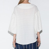 HDY Haoduoyi Fashion Plaid Tops Women Puff Sleeve Female Pullover Tops Preppy Style Sweet Loose O-neck Blouses Shirts