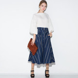 HDY Haoduoyi Fashion Plaid Tops Women Puff Sleeve Female Pullover Tops Preppy Style Sweet Loose O-neck Blouses Shirts