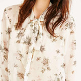 HDY Haoduoyi Fashion Floral Printed Shirts Women 3/4 Sleeve Female Pullover Tops Chiffon Blouse Casual Shirts For Ladies