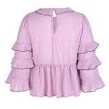 HDY Haoduoyi Fashion Chiffon Tops Women Butterfly Sleeve Female Slim Pullover Tops Sweet Ruffles Solid Blouses Shirts