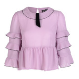 HDY Haoduoyi Fashion Chiffon Tops Women Butterfly Sleeve Female Slim Pullover Tops Sweet Ruffles Solid Blouses Shirts