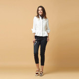 HDY Haoduoyi Fashion Blouse Women Ruffle Hem Chiffon Shirt Turn-Down Collar Long Sleeve Tops Vintage Elegant  Slim Shirt