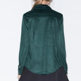 HDY Haoduoyi Chic Female Tops Shirt Suede Blouses Pockets Drawstring Women Shirts Vintage Slim Preppy Basic Blouse Shirt
