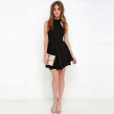 HDY Haoduoyi 2017 Summer Women A-line Dress Fashion New Halter Backless Vestido Sexy Off Shoulder Mini Party Dress