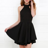 HDY Haoduoyi 2017 Summer Women A-line Dress Fashion New Halter Backless Vestido Sexy Off Shoulder Mini Party Dress