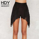 HDY Haoduoyi 2017 New Fashion Women Slim Sexy High Waist Shorts Summer Punk Tassels Shorts Clubwear Hot Short Pant Women Bottoms