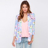 HDY Haoduoyi 2017 New Fashion Floral Printed Women Slim Casual Basic Jacket Female Vintage Autumn Brief Overcoat Office Ladies