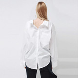 HDY Haoduoyi 2017 Fashion Shirt Women Casual Loose Full Sleeve Sequined Hollow Out Tops Brief Solid White Split Summer Blouse