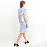 HDY Haoduoyi 2017 Fashion Ruffles Midi Dress Women Striped Cute Female Straight Dress Female Dresses Casual Ladies Vestidos