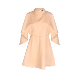 HDY Haoduoyi 2017 Fashion Pleated Mini Dress Women Batwing Sleeve Female A-line Dress Brief Style Solid O-neck Bodycon Dress