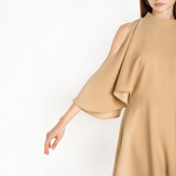 HDY Haoduoyi 2017 Fashion Pleated Mini Dress Women Batwing Sleeve Female A-line Dress Brief Style Solid O-neck Bodycon Dress