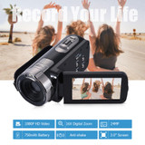 HDV-302P Digital Video Camera 3.0 Inch LCD Screen Full HD 1080P Camera 24MP 16X Digital Zoom Anti-shake DV Portable Camcorder