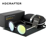 HDCARFTER New Vintage Round Sunglasses Women Brand Designer Retro Round Coating Sun Glasses Female Oculos De Sol Feminino Gafas