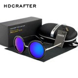 HDCARFTER New Vintage Round Sunglasses Women Brand Designer Retro Round Coating Sun Glasses Female Oculos De Sol Feminino Gafas