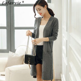 Lafarvie 2017 Autumn &amp; Winter Cashmere Blended Knitted Sweater Women Cardigan Standard Loose Solid Color Sweaters Female Jacket